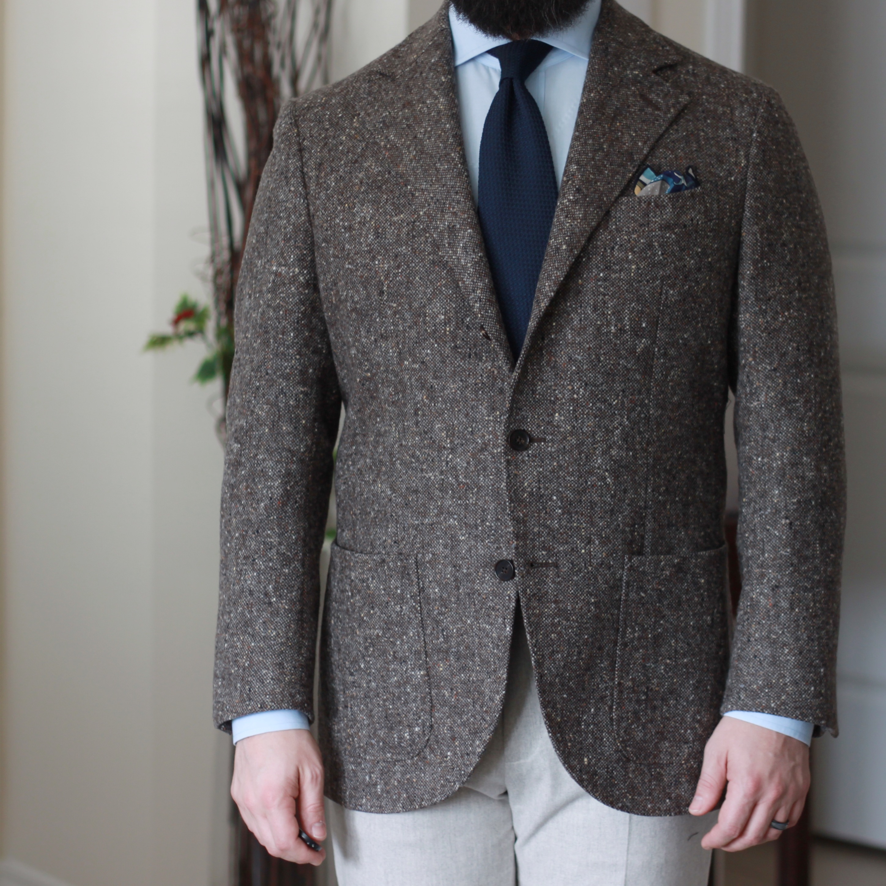 donegal, tweed, odd jacket, sport coat, navy grenadine, great wave, kent wang, spier mackay