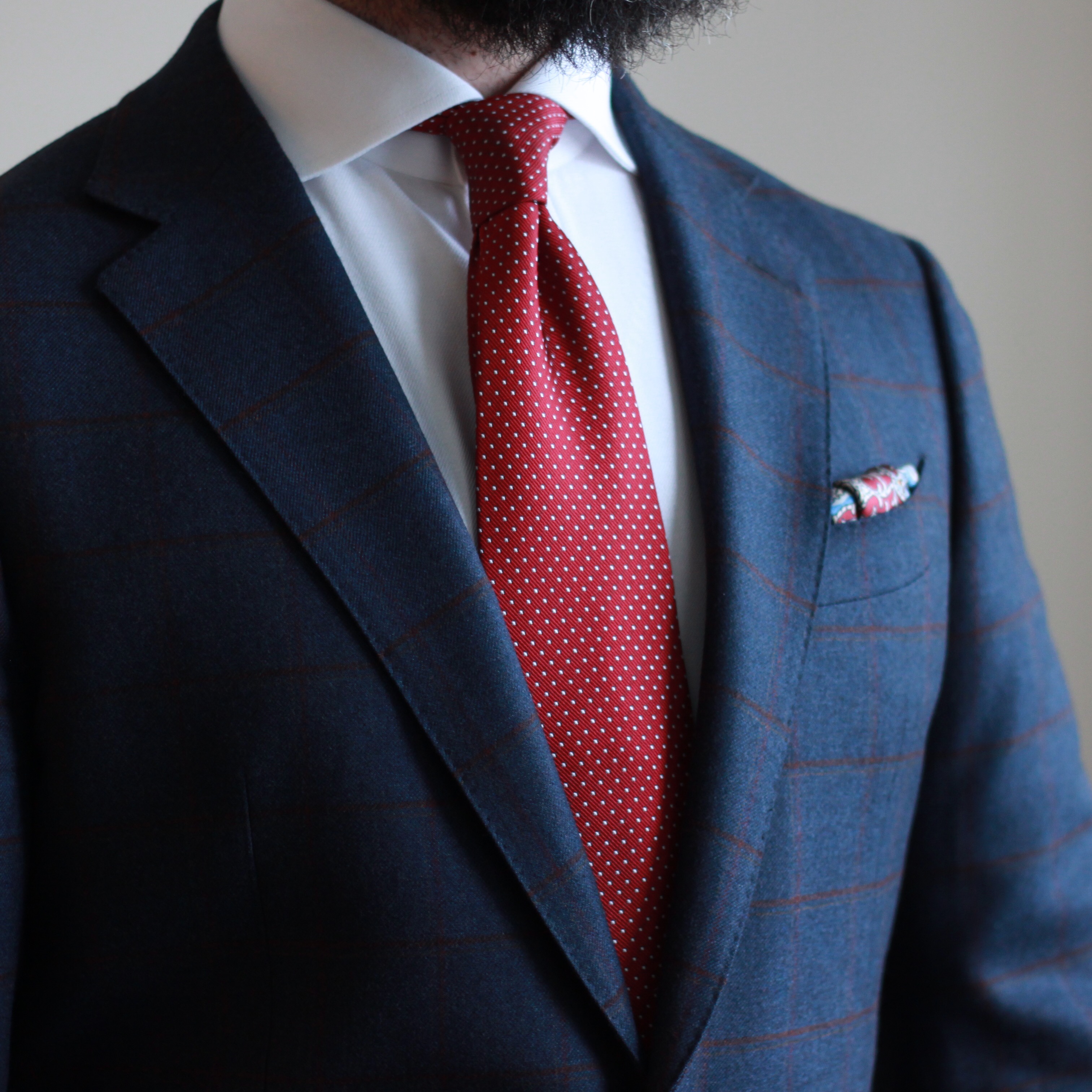 what i wore, pindot tie, pocket square, uniform, sport coat, windowpane