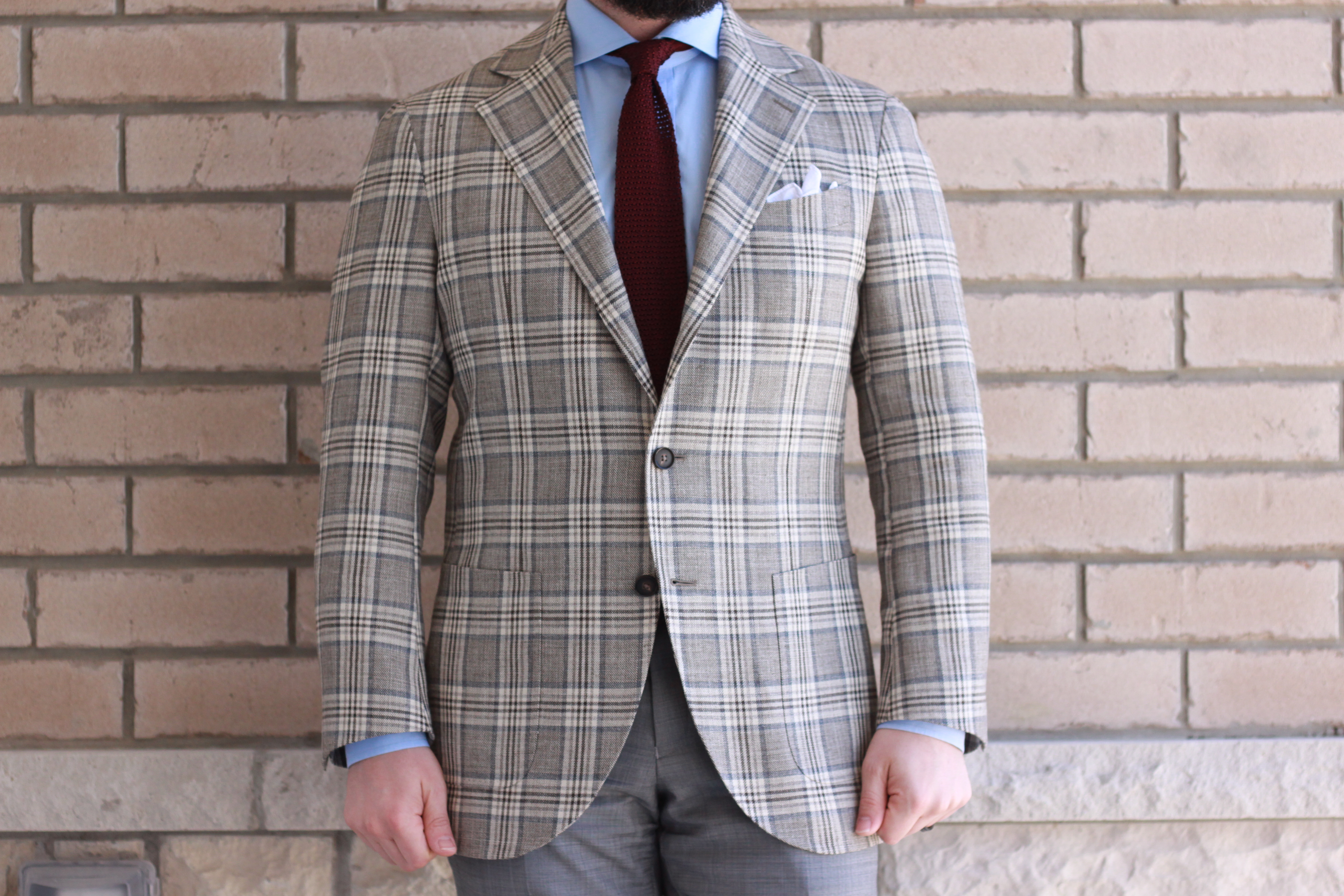 sport coat, spring/summer, pattern, afterthesuit, spier mackay, oxford rowe, what i wore, E. Thomas, checked pattern, crunchy silk knit tie, bold
