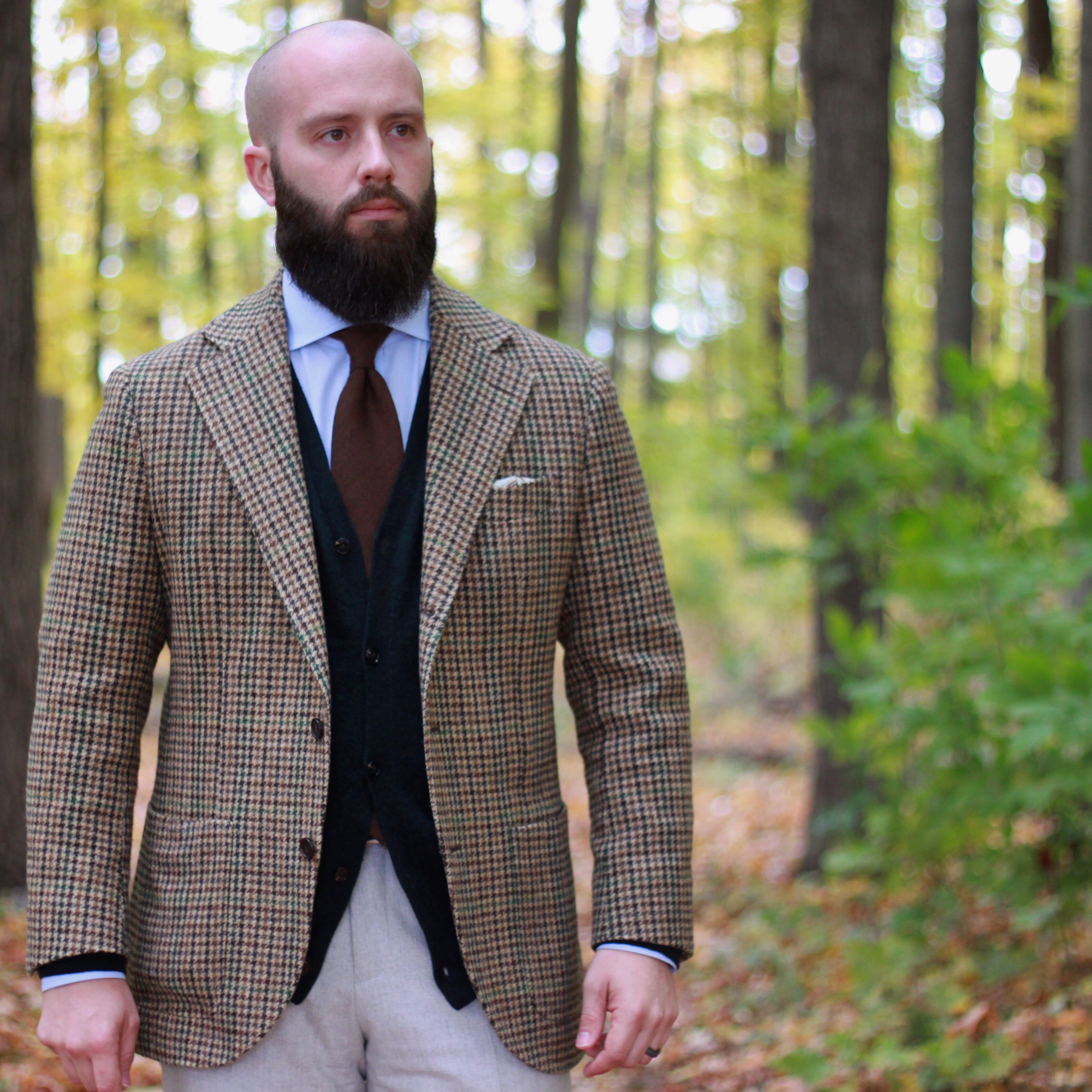 menswear, what i wore, guncheck, tweed, cardigan, cashmere, tweed, pocket square, kent wang, spier & mackay