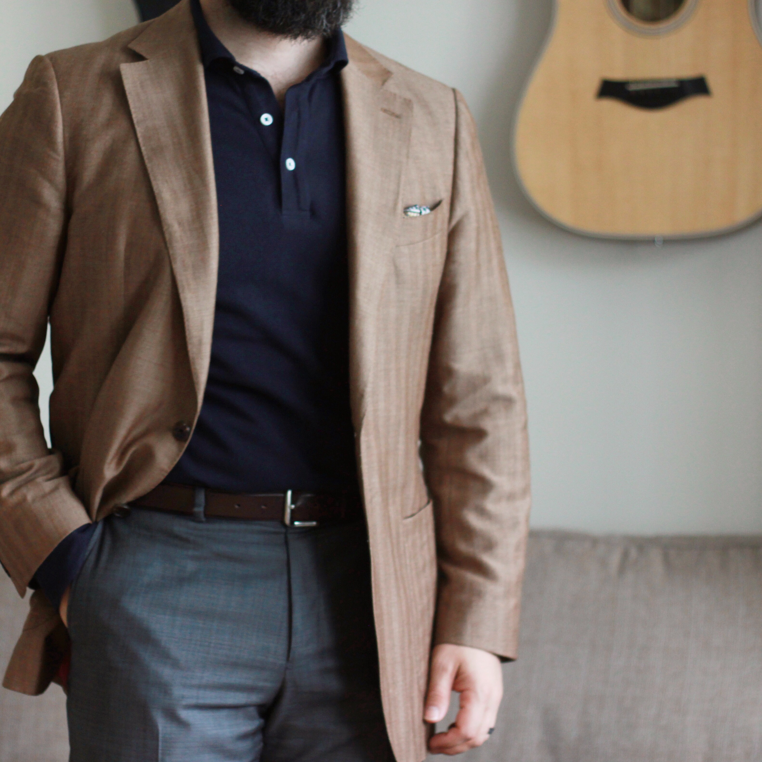 long sleeve polo with blazer