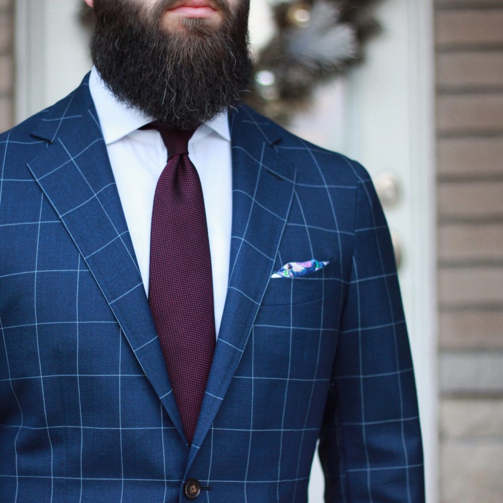 suit, windowpane suit, grenadine tie, amide hadelin, pocket square, what i wore, after the suit